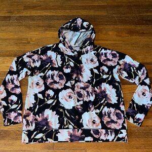 Soul Cake Women’s Light Pullover Hoodie, Floral Print, Large